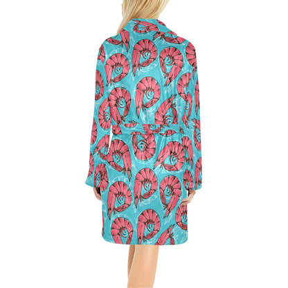 Prawn Pattern Print Design 01 Women's Fleece Robe