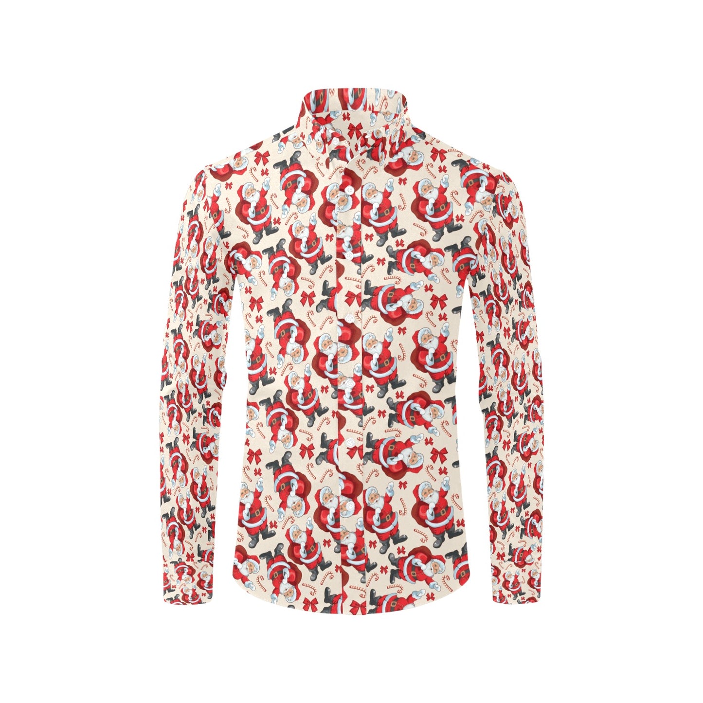 Santa Christmas Themed Print Design LKS302 Men's Long Sleeve Dress Shirt