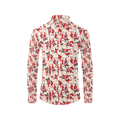 Santa Christmas Themed Print Design LKS302 Men's Long Sleeve Dress Shirt