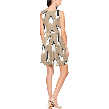 Penguin Pattern Print Design A01 Sleeveless Dress