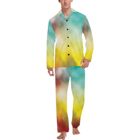 Nebula Pattern Print Design A04 Men's Long Pajama Set