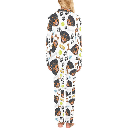 Rottweiler Pattern Print Design A04 Women's Long Pajama Set