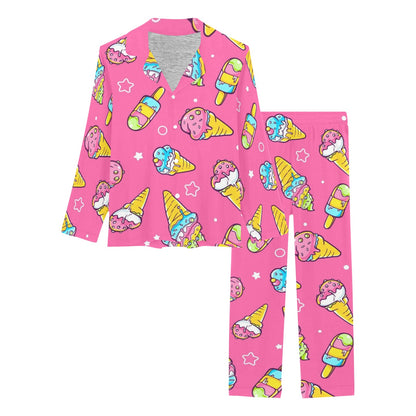 Ice Cream Pattern Print Design IC04 Women's Long Pajama Set