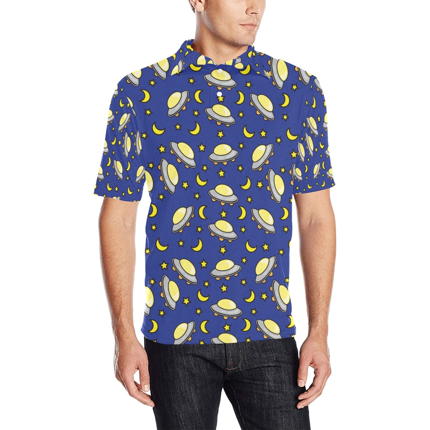 UFO Print Design LKS309 Men Polo Shirt