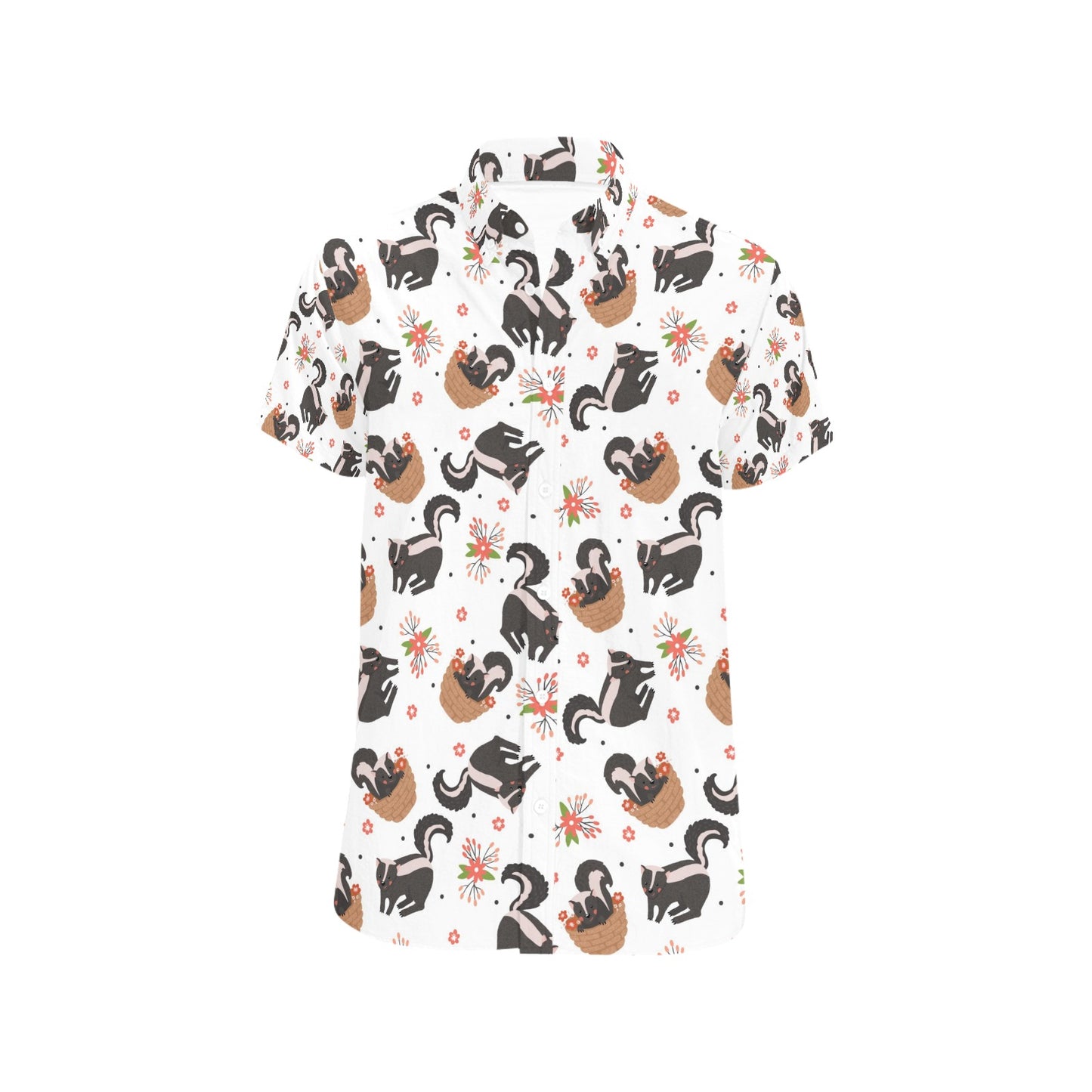 Skunk Print Design LKS304 Men Short Sleeve Button Up Shirt
