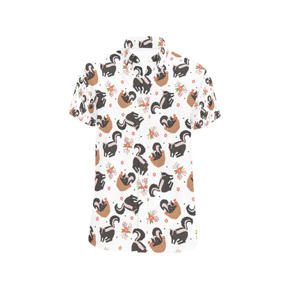 Skunk Print Design LKS304 Men Short Sleeve Button Up Shirt