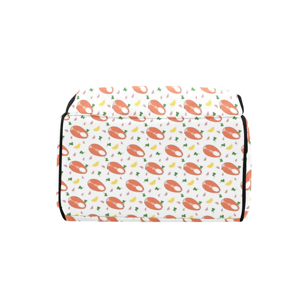 Salmon Steak Print Design LKS303 Diaper Bag Backpack