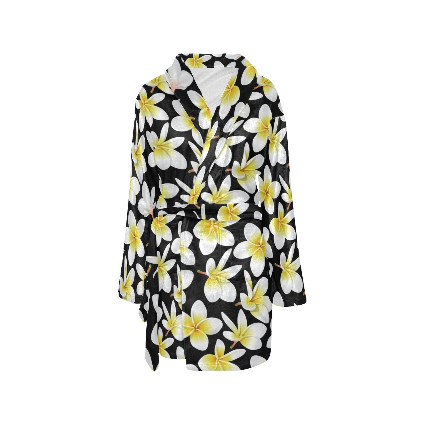 Yellow Plumeria Hawaiian Flowers Women's Fleece Robe