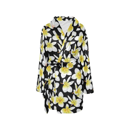 Yellow Plumeria Hawaiian Flowers Women's Fleece Robe