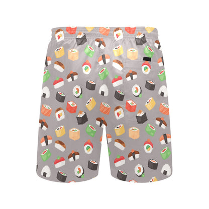 Sushi Print Design LKS307 Men's Swim Trunks Beach Shorts