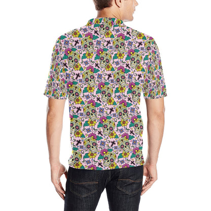 Sugar Skull Print Design LKS307 Men Polo Shirt