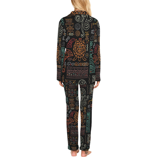 Polynesian Pattern Print Design A04 Women's Long Pajama Set