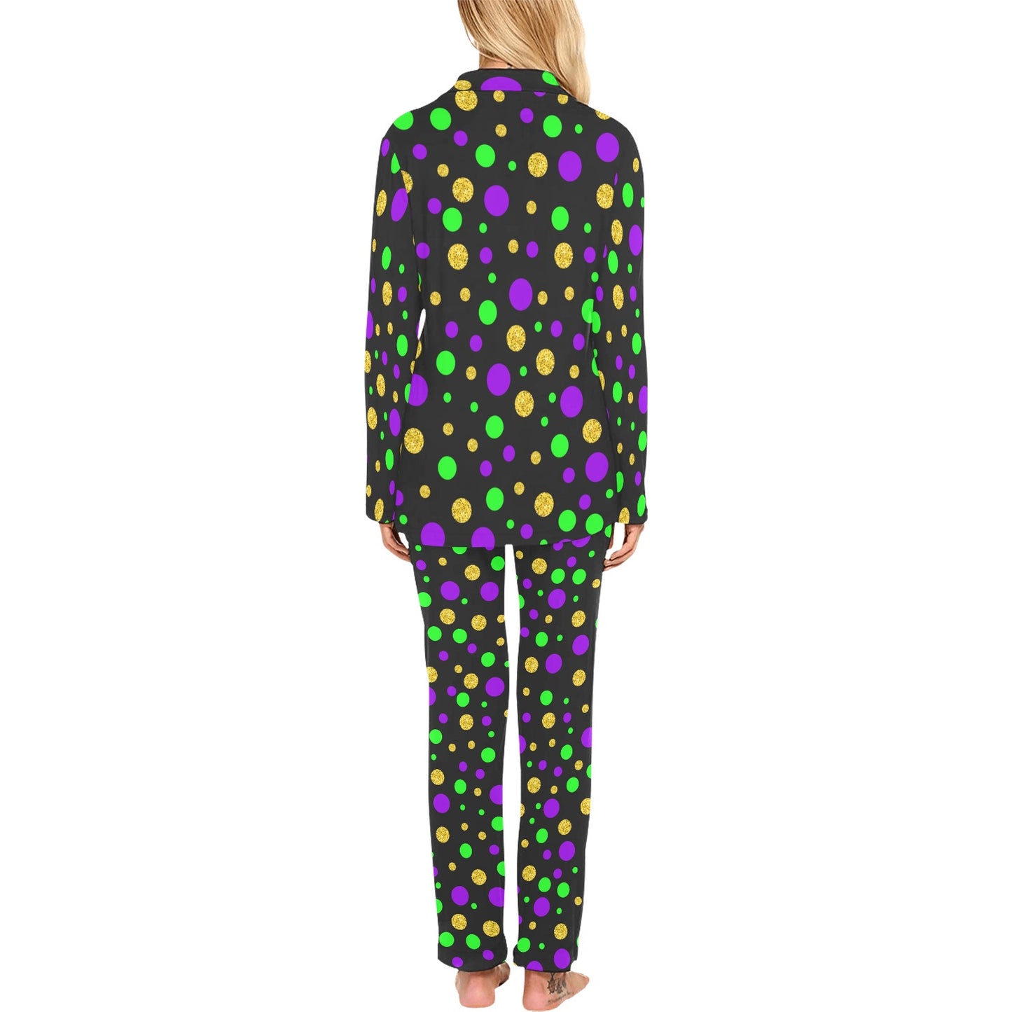Mardi Gras Pattern Print Design 07 Women's Long Pajama Set