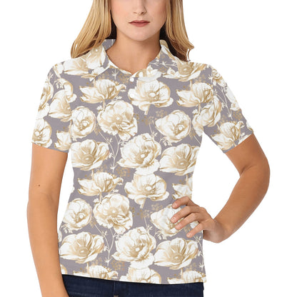 Anemone Pattern Print Design AM05 Women's Polo Shirt