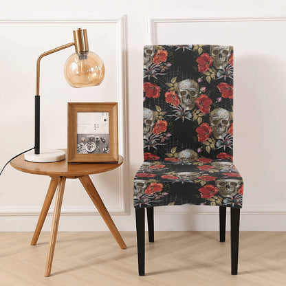 Spider Web Skull Rose Print Design LKS305 Dining Chair Slipcover