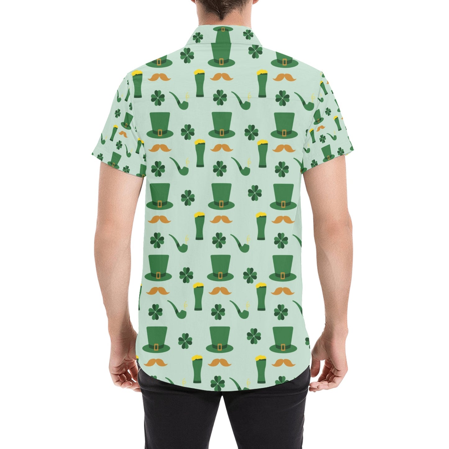 St Patricks Day Print Design LKS304 Men Short Sleeve Button Up Shirt