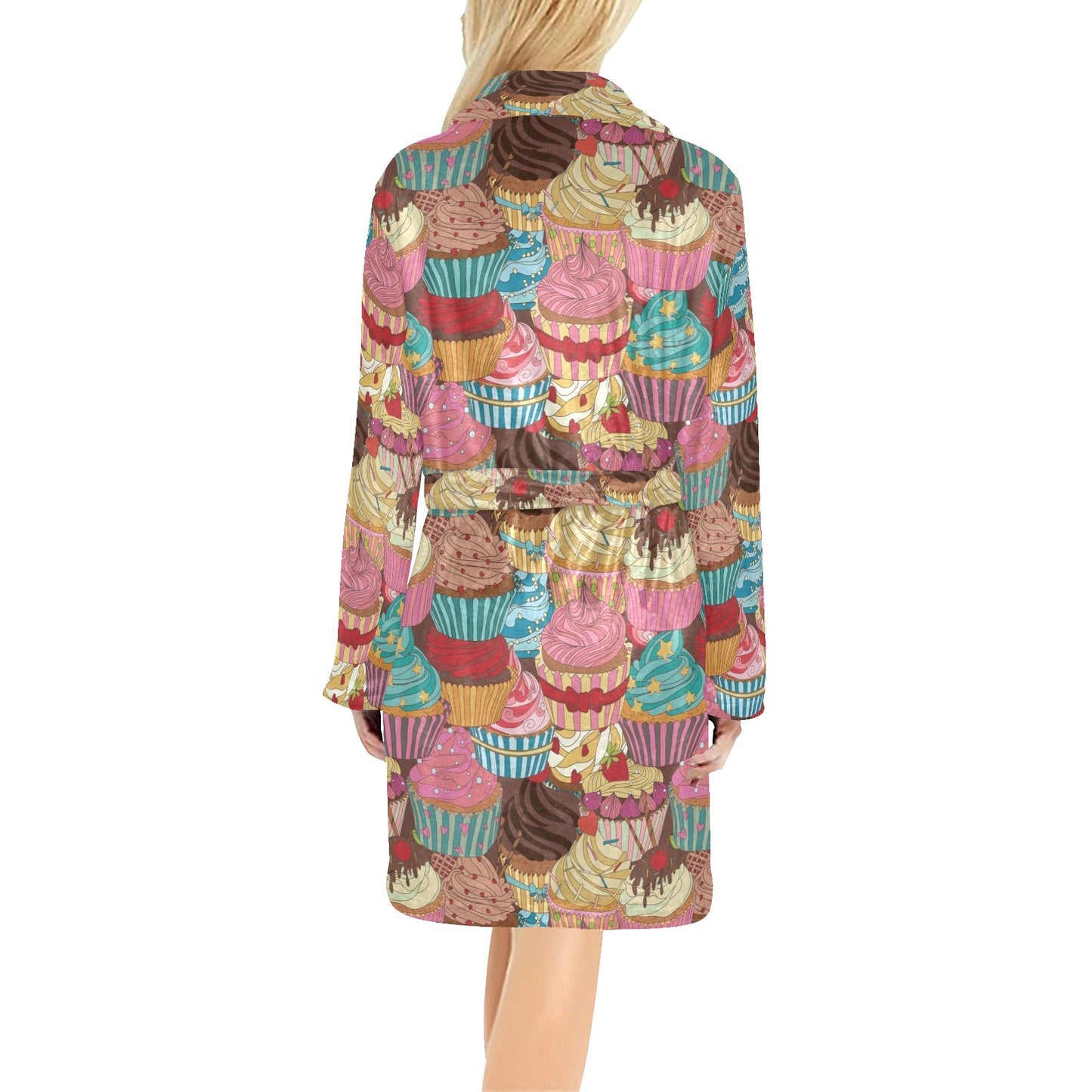 Cupcake Pattern Print Design CP01 Women's Fleece Robe