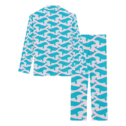 Whale Print Design LKS302 Women's Long Pajama Set