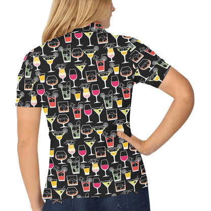 Cocktail Pattern Print Design 01 Women's Polo Shirt