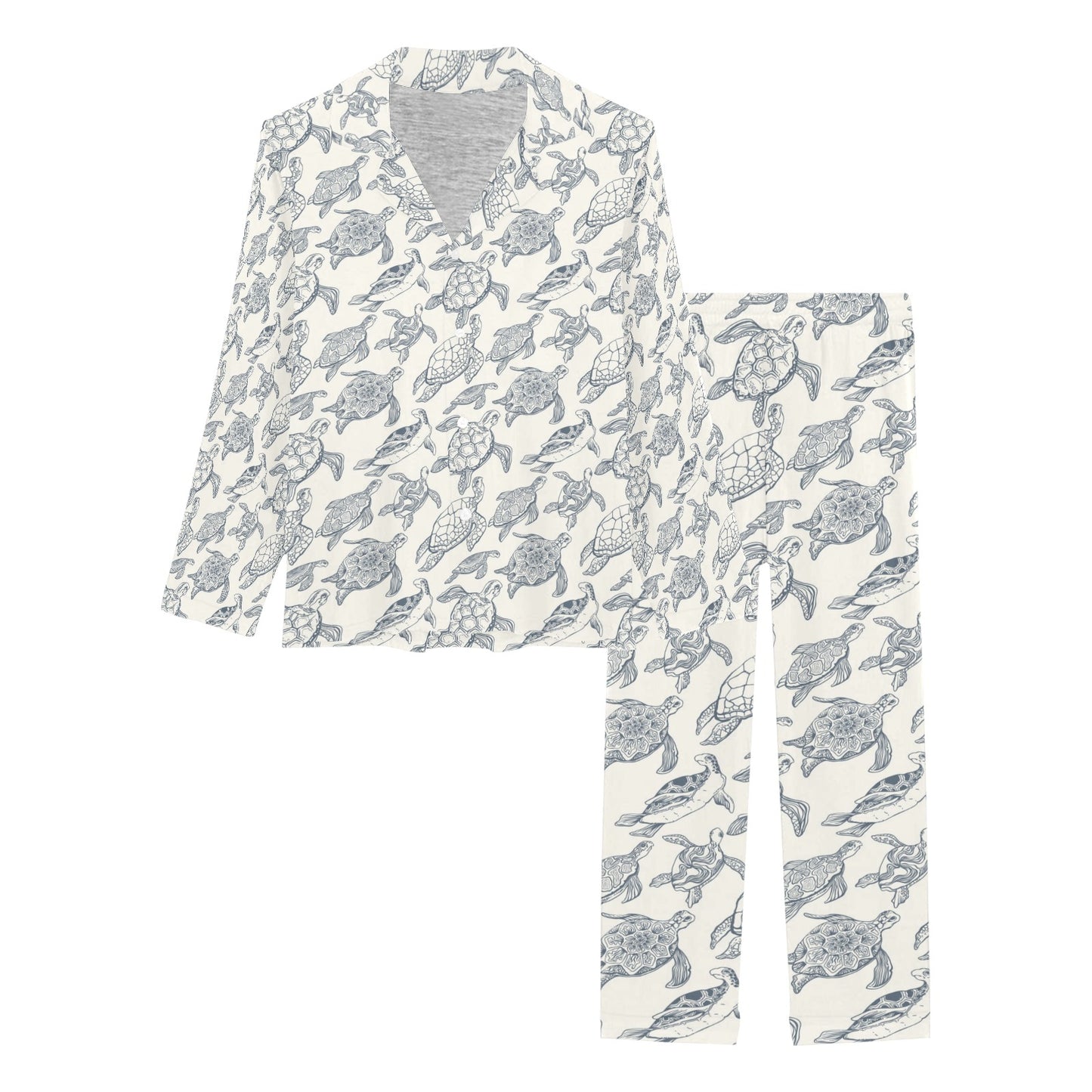 Sea Turtle Print Design LKS304 Women's Long Pajama Set