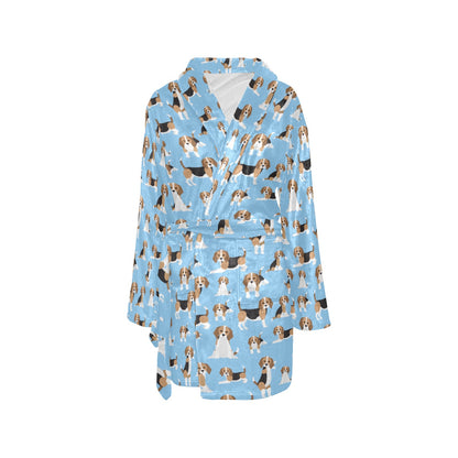 Beagle Pattern Print Design 03 Women's Fleece Robe