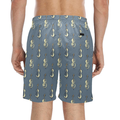 Violin Print Design LKS403 Men's Swim Trunks Beach Shorts