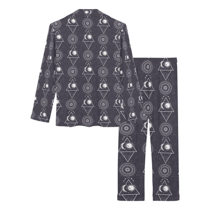 Sun Moon Print Design LKS309 Women's Long Pajama Set