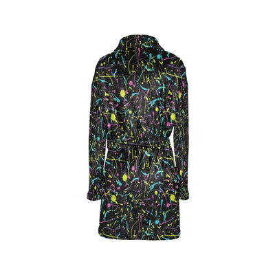 Splatter Multicolor Print Design LKS302 Women's Fleece Robe