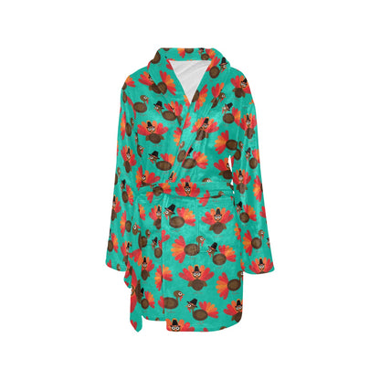 Turkey Print Design LKS402 Women's Fleece Robe