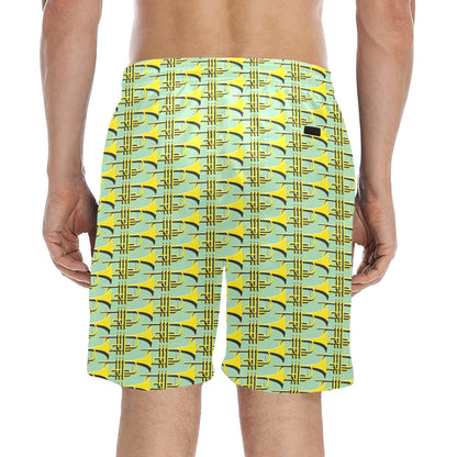 Trumpet Vintage Design Print Men's Swim Trunks Beach Shorts