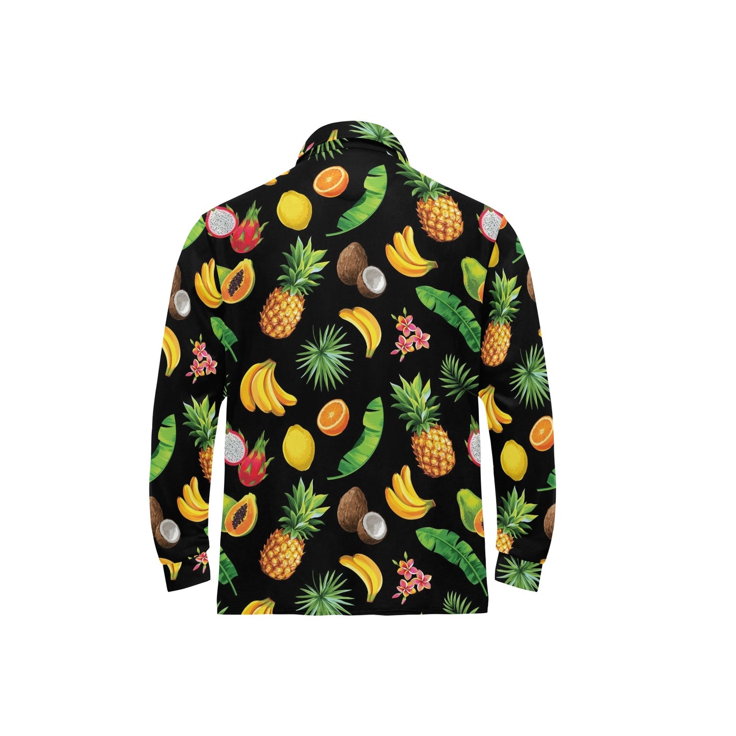 Tropical Fruits Pattern Print Design TF03 Long Sleeve Polo Shirt For Men's