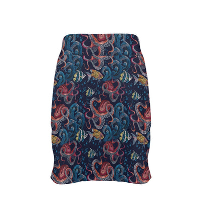 Underwater Giant Squid Print Design LKS302 17" Golf & Pickleball Skort with Pockets