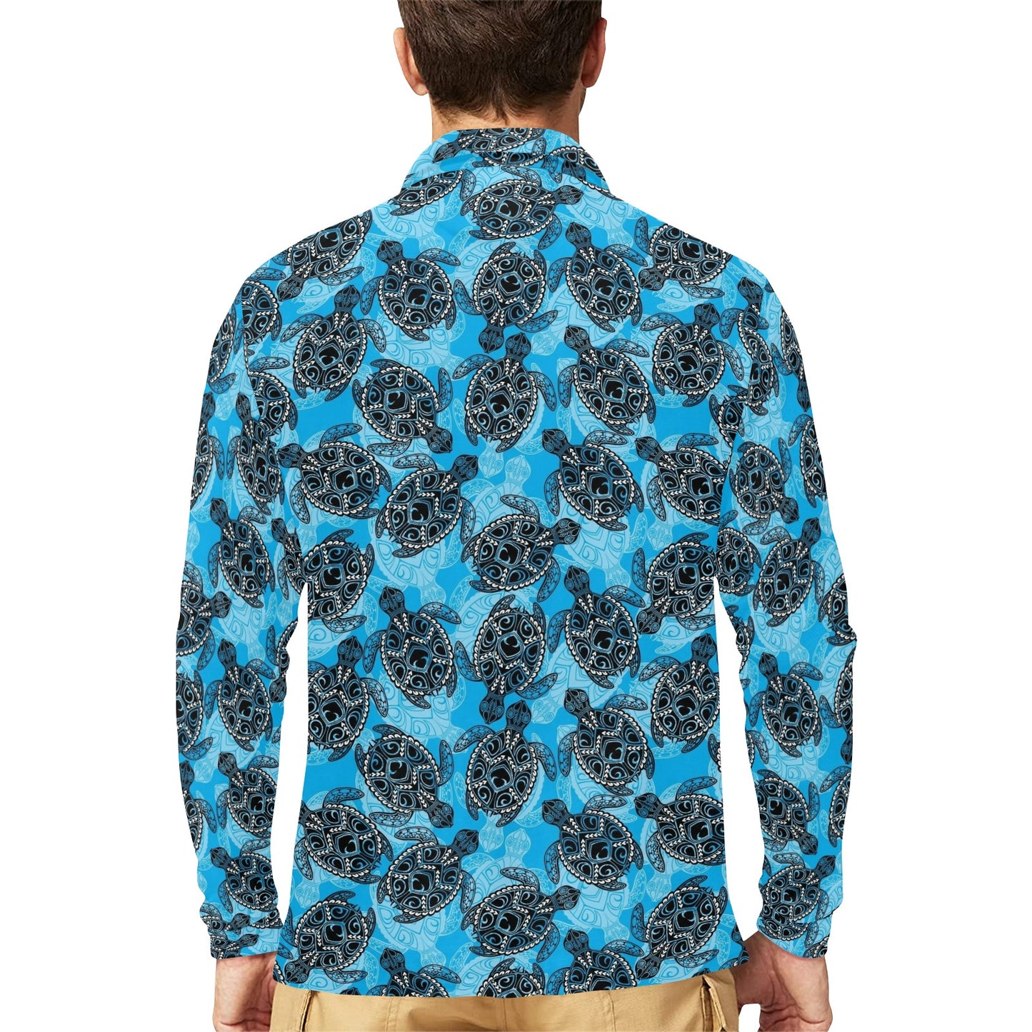 Tribal Pattern Print Design LKS307 Long Sleeve Polo Shirt For Men's