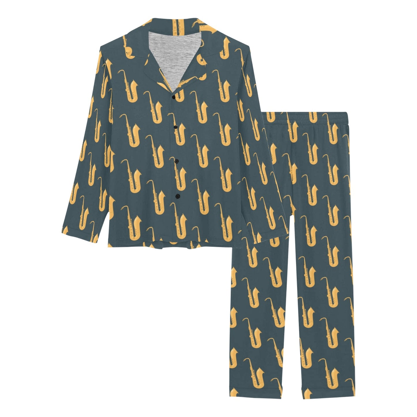 Saxophone Print Design LKS401 Women's Long Pajama Set