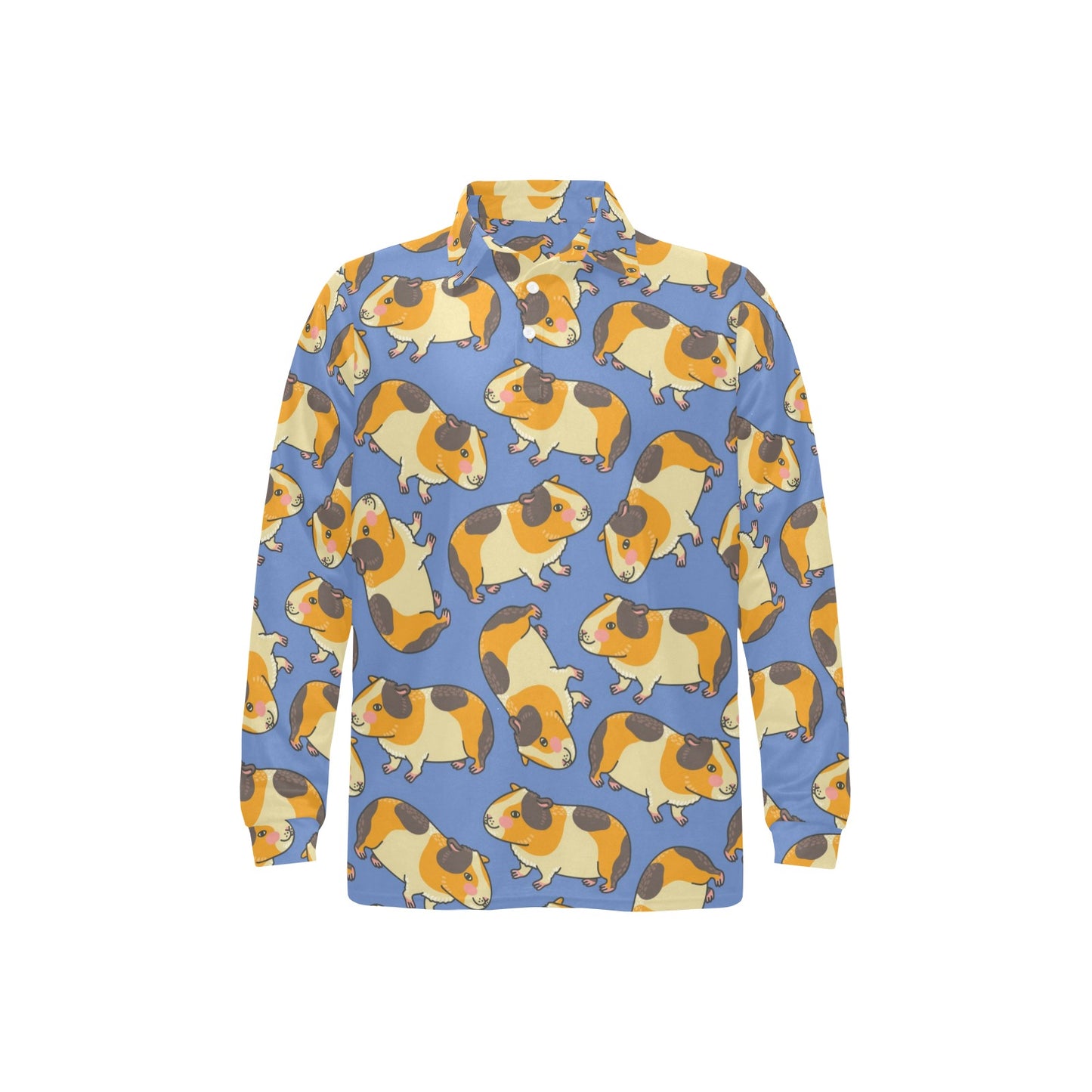 Guinea Pig Pattern Print Design 01 Long Sleeve Polo Shirt For Men's