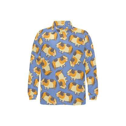 Guinea Pig Pattern Print Design 01 Long Sleeve Polo Shirt For Men's