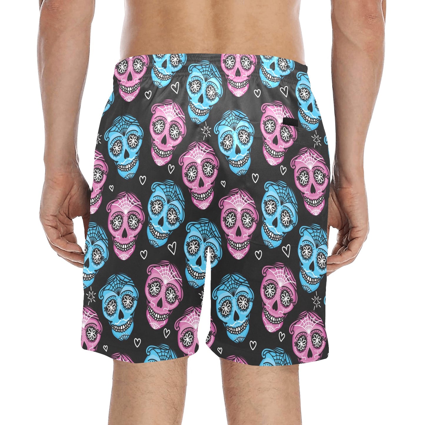 Day of the Dead Skull Print Pattern Men's Swim Trunks Beach Shorts
