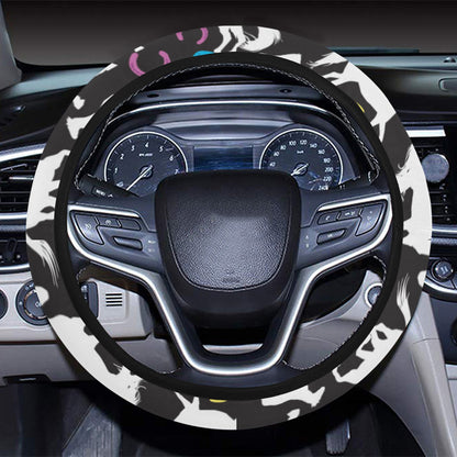 Horse Hoof Colorful Print Design LKS301 Steering Wheel Cover with Elastic Edge