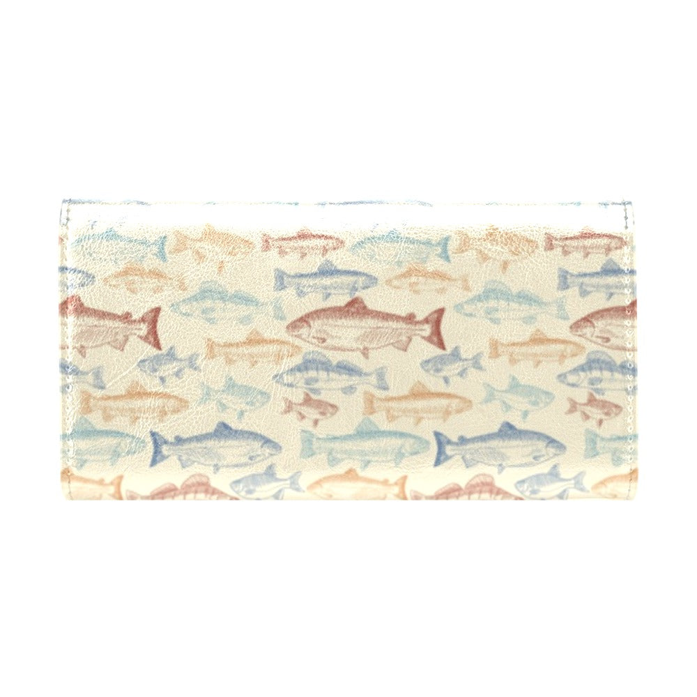 Salmon Fish Print Design LKS302 Women's Trifold Wallet