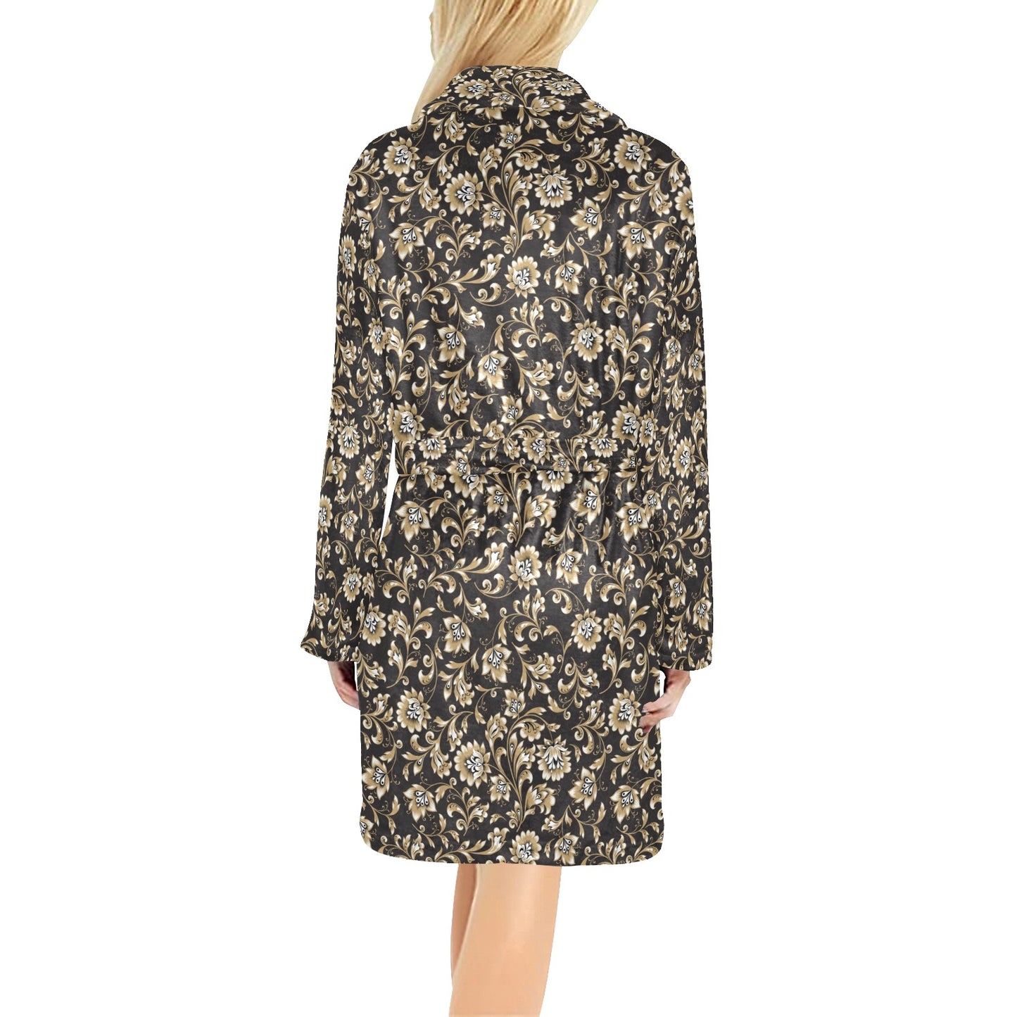 Brocade Pattern Print Design 03 Women's Fleece Robe