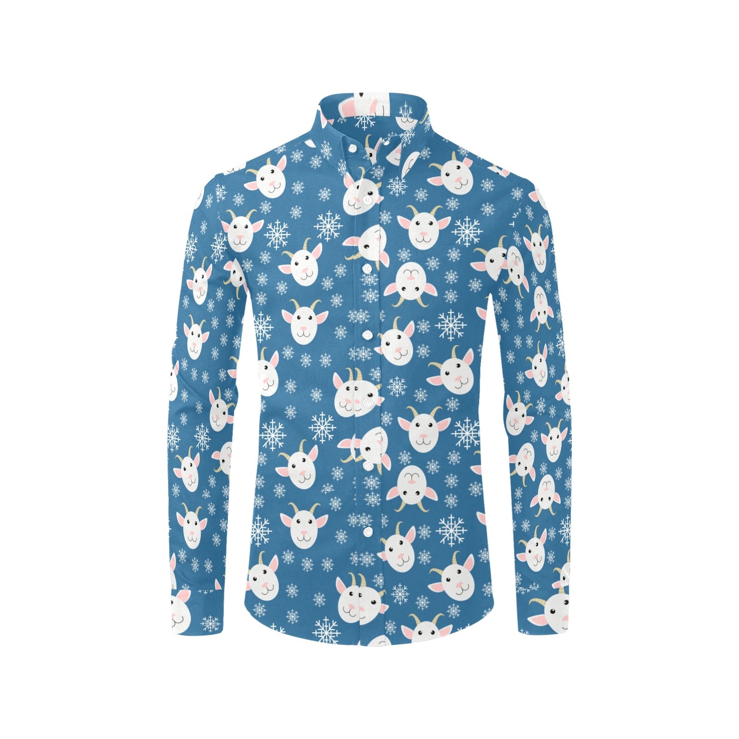 Goat Print Design LKS402 Men's Long Sleeve Dress Shirt