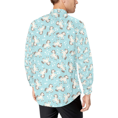 Horse Cute Print Design LKS306 Men's Long Sleeve Dress Shirt