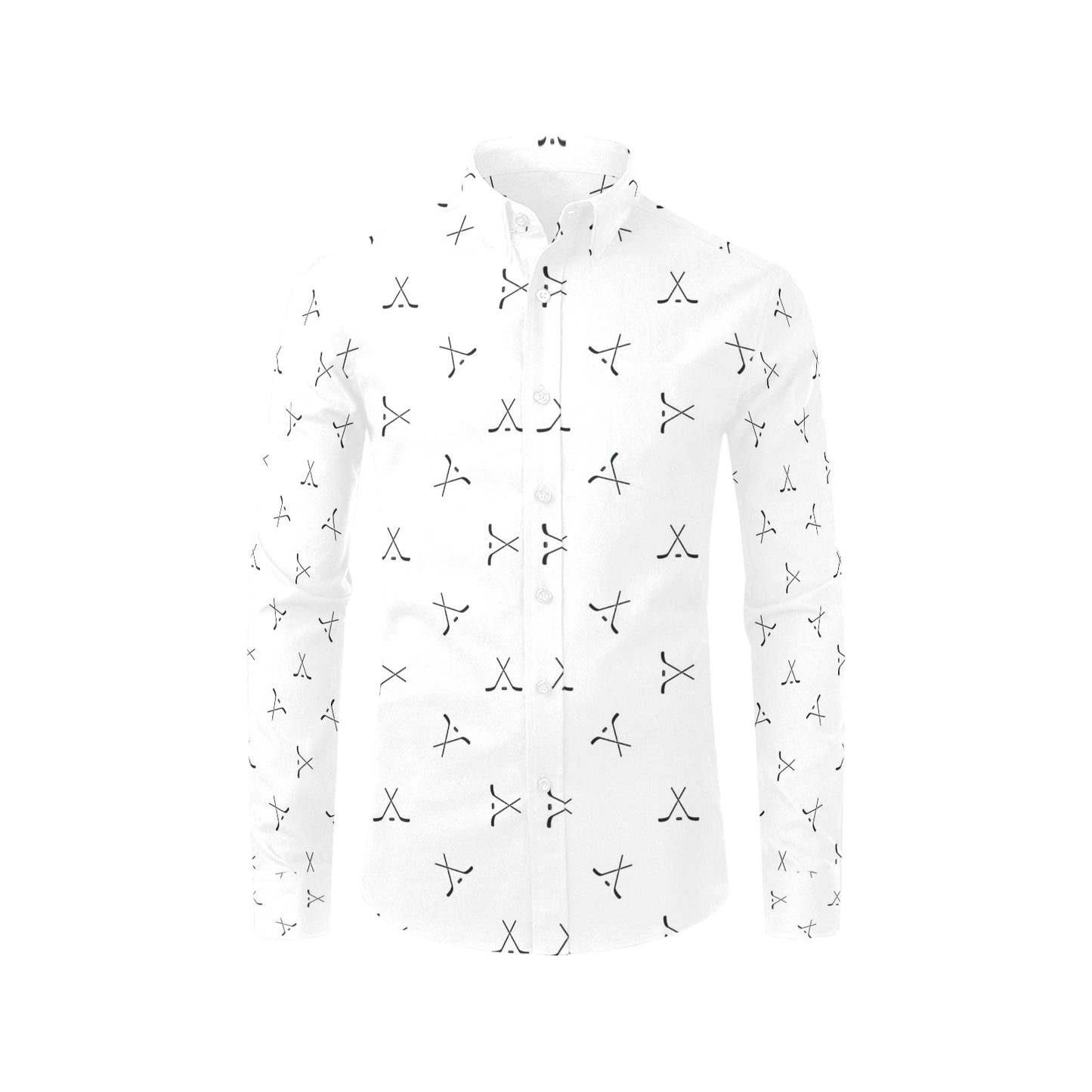 Hockey Print Design LKS304 Men's Long Sleeve Dress Shirt
