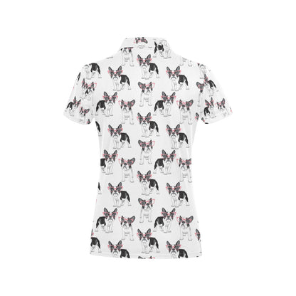 Boston Terrier Pattern Print Design 03 Women's Polo Shirt