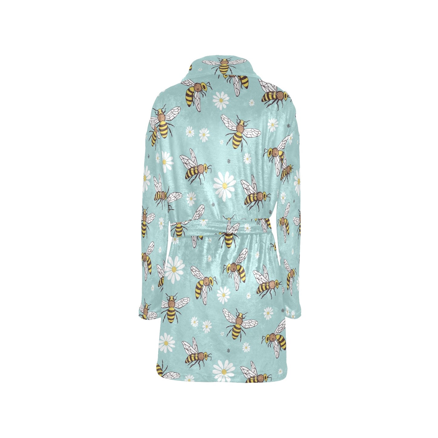 Bee Pattern Print Design BEE010 Women's Fleece Robe