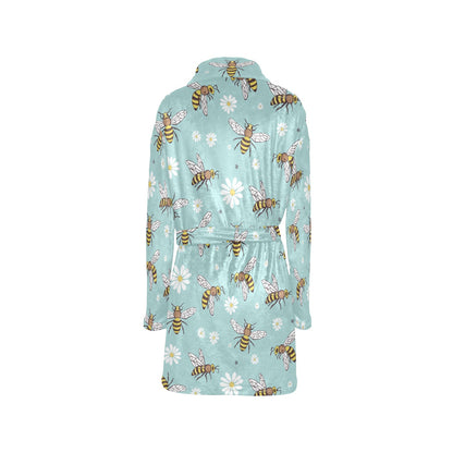 Bee Pattern Print Design BEE010 Women's Fleece Robe
