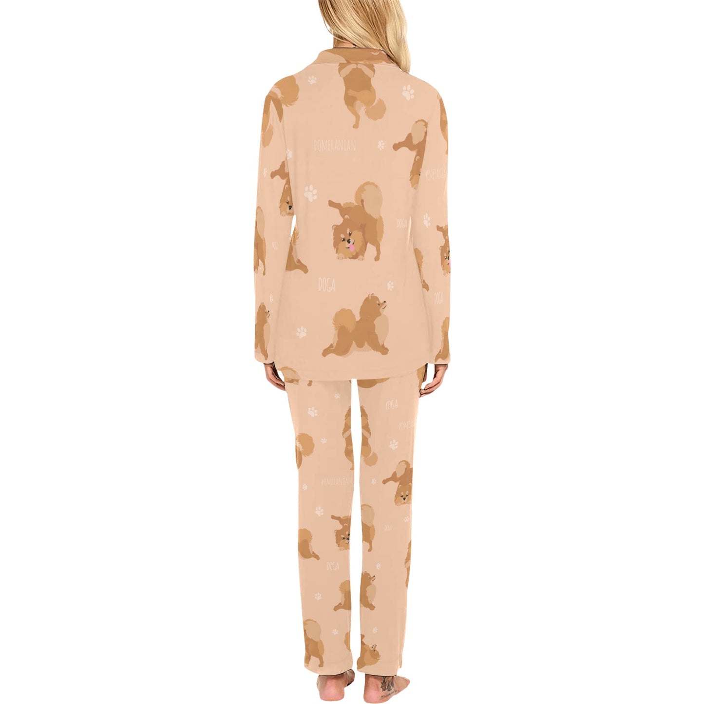 Pomeranians Pattern Print Design A06 Women's Long Pajama Set