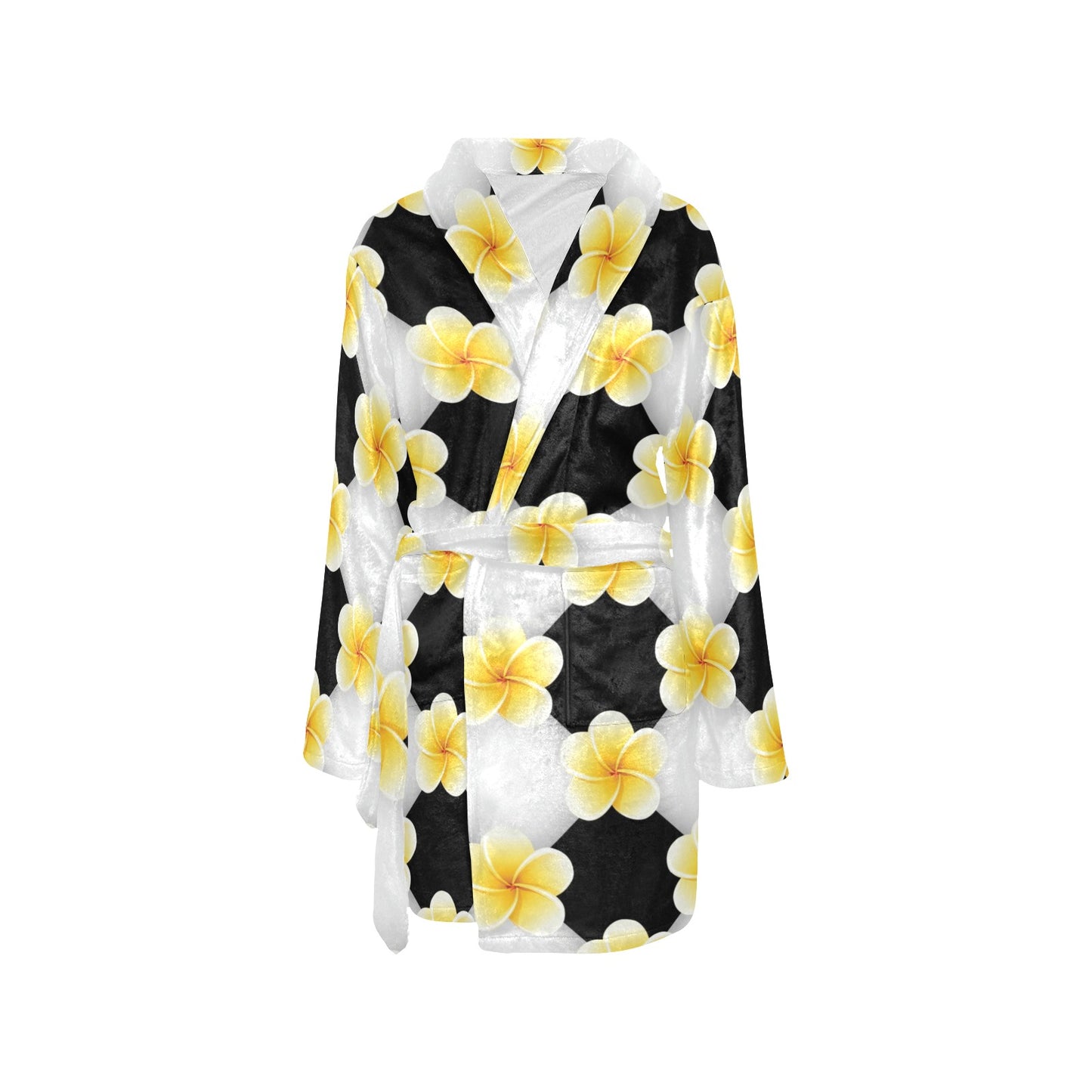 Plumeria Pattern Print Design A04 Women's Fleece Robe
