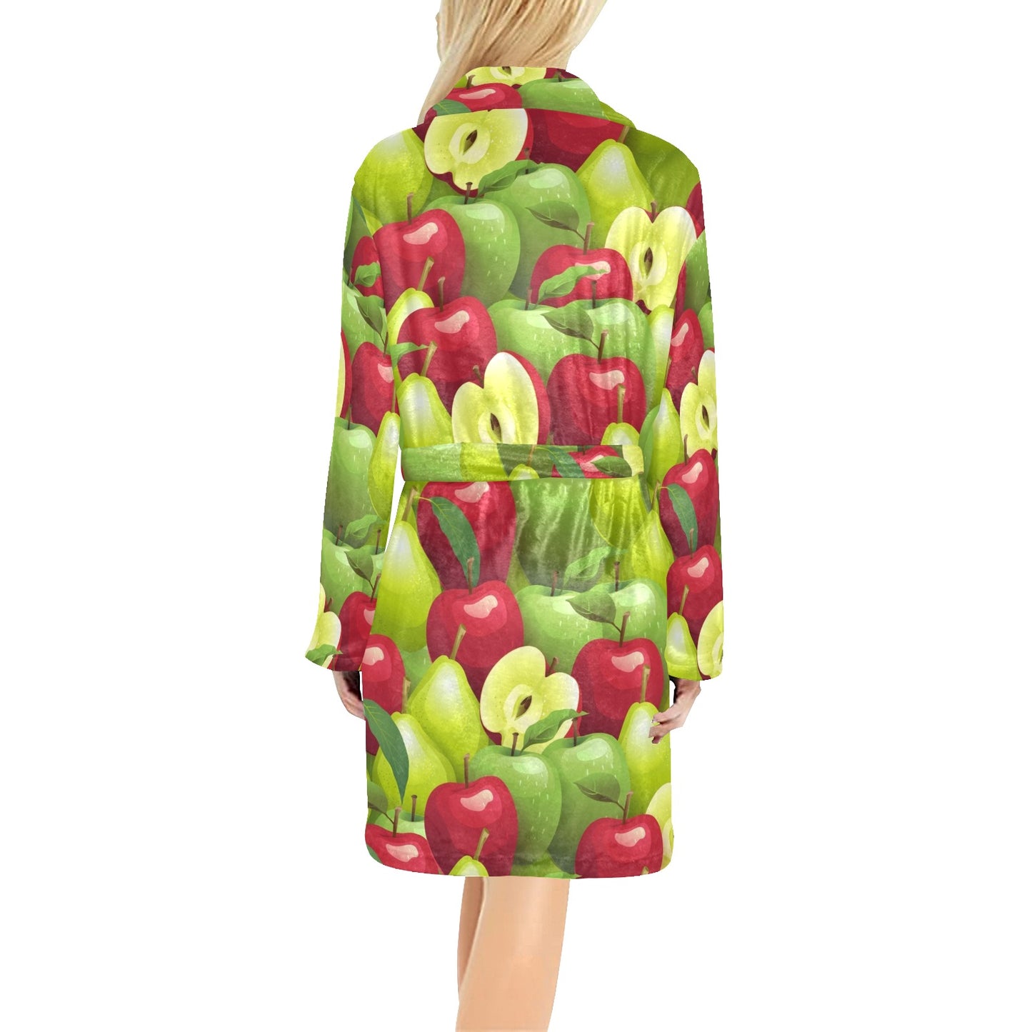 Apple Pattern Print Design AP03 Women's Fleece Robe