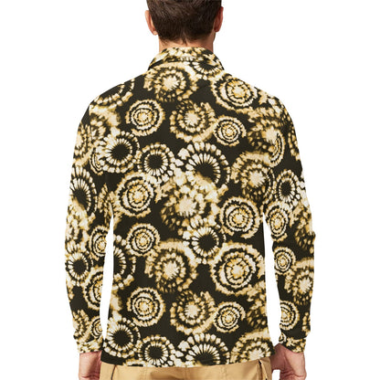 Tie Dye Print Design LKS307 Long Sleeve Polo Shirt For Men's